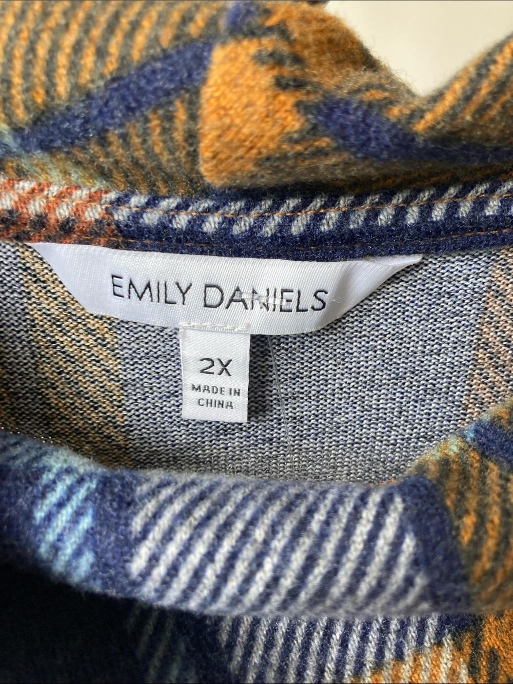 Emily Daniels plaid by printed midi cowlneck dress with belt long sleeve 2X - Picture 10 of 16